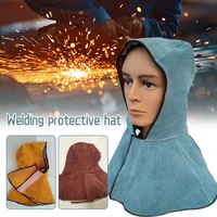 cowhide shawl cap head protective hat argon arc welding hawl hood cover cap welder electric protection welder hood