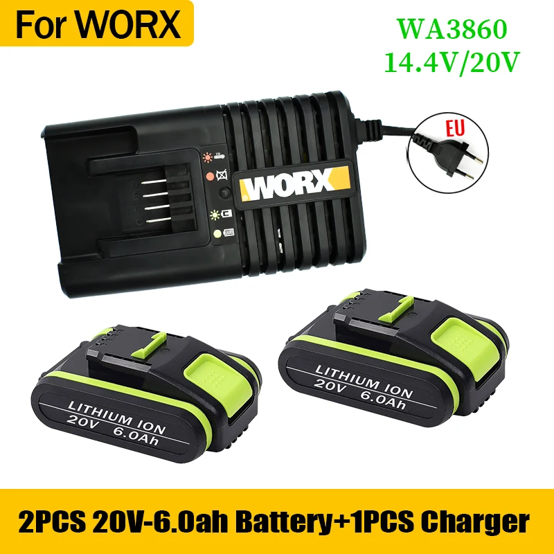 

2023 New Power Tools Rechargeable Replacement Battery 20V 6000mAh Lithium for Worx WA3551 WA3553 WX390 WX176 WX178 WX386 WX678