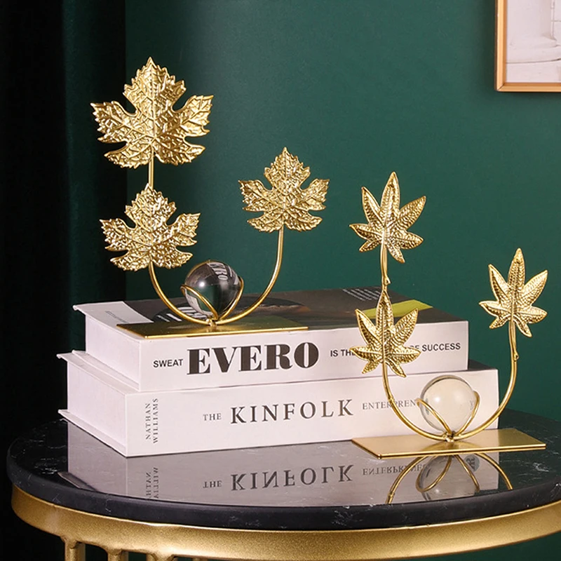 Золотой лист гинкго железные поделки украшения свет роскошные хрустальные шары