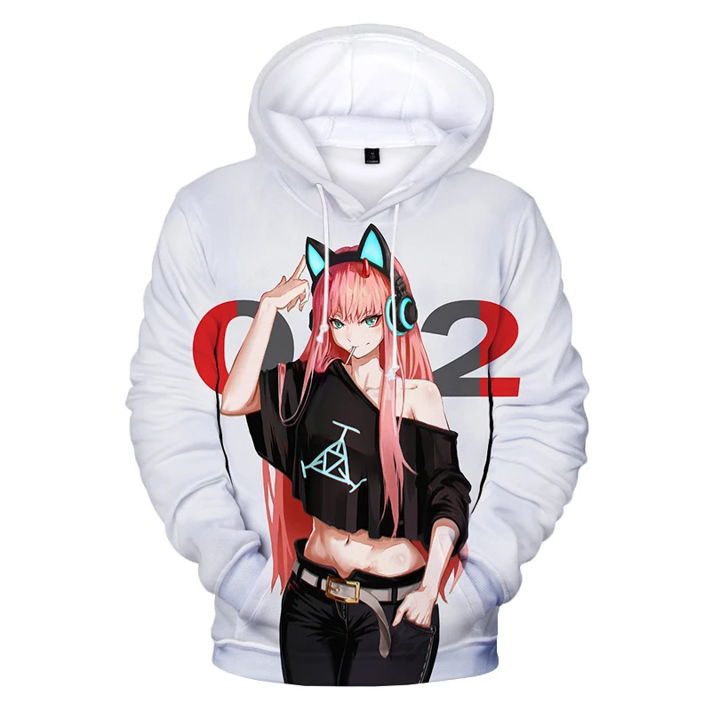 

Детская толстовка с капюшоном, толстовка с капюшоном в стиле аниме Zero Two, свитшоты для мальчиков и девочек, милая одежда для мужчин и женщин, ...