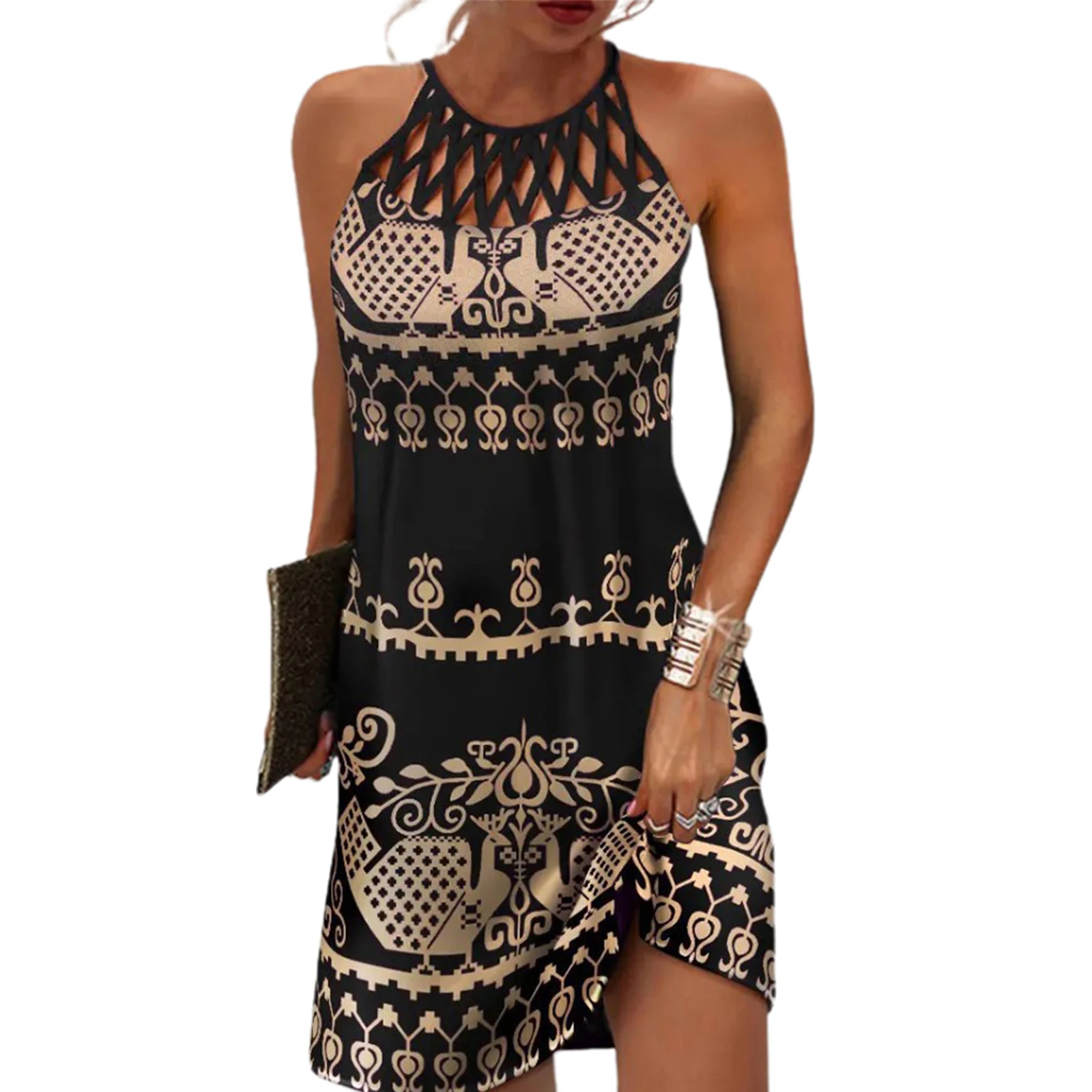 

Floral Dress Women Dress A-line Dress Casual Cold Shoulder Hollow Out Sleeveless 3. Hollow Out 6. Sleeveless Hot New