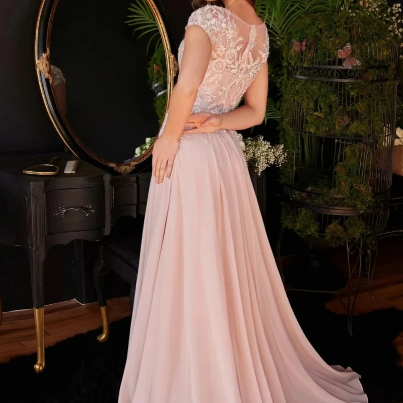 Женское платье с вышивкой из газовой ткани вечернее в пол официальное