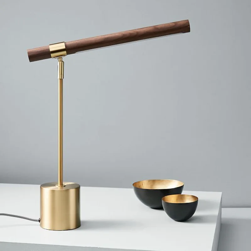 

Bedroom wood grain table lamp LED reading bedside table lamp Modern simple adjustable hotel dining room table lamp