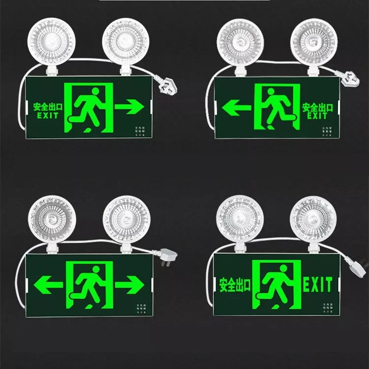 

Double Led Lights Fire Emergency Exit Sign Board Safety Accident Lamp Home Shopping Mall Fire Emergency Supplies with Battery