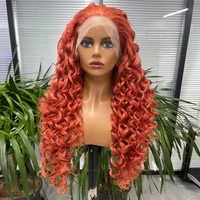 synthetic lace front free breakdown wigs for women ginger orange long wavy brazilian hair partycosplay high temperature fiber
