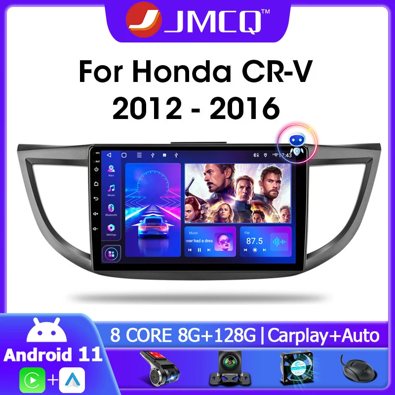 

JMCQ Android 11 Car Radio For Honda CRV CR-V 4 RM RE 2012-2016 Multimedia Video Player 2 din DSP 4G+64G GPS Navigaion Head Unit