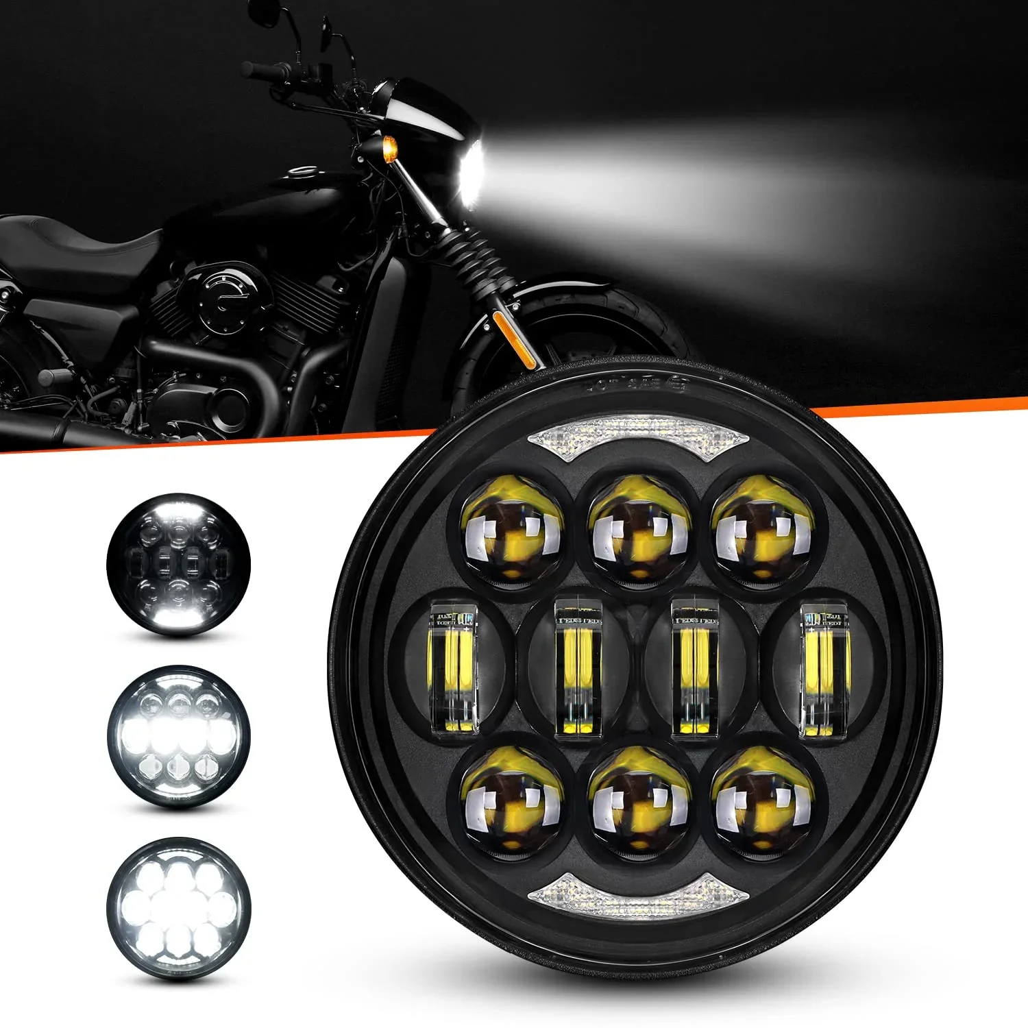 

Круглая светодиодная проекционная фара 80 Вт 5-3/4 дюйма 5,75 дюйма для Harley Dyna Street Bob Super Wide Glide Low Rider Super Bright DOT Approved