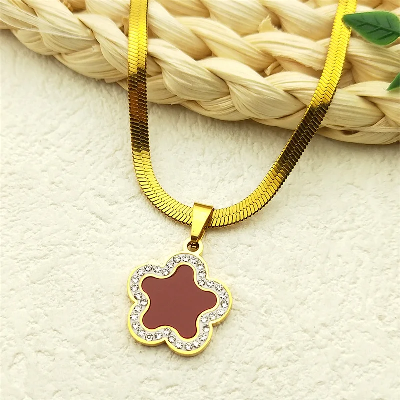 Золотое/серебряное Ожерелье С Подвеской Для Женщин И Девочек Красным Цветком