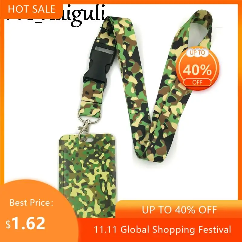 

Classic camouflage pattern Lanyard Credit Card ID Holder Bag Student Women Travel Card Cover Badge Car Keychain Gift Accessories