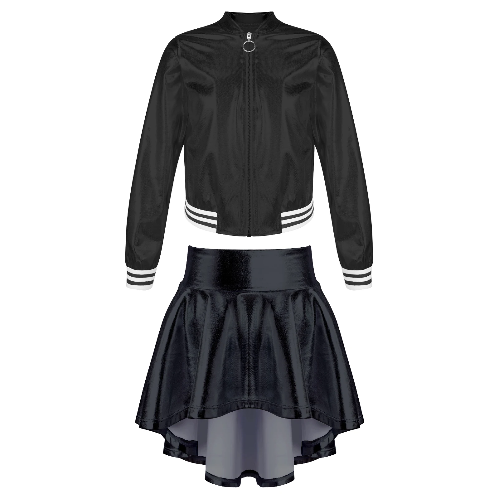 Детская модная уличная одежда для девочек блестящие металлические