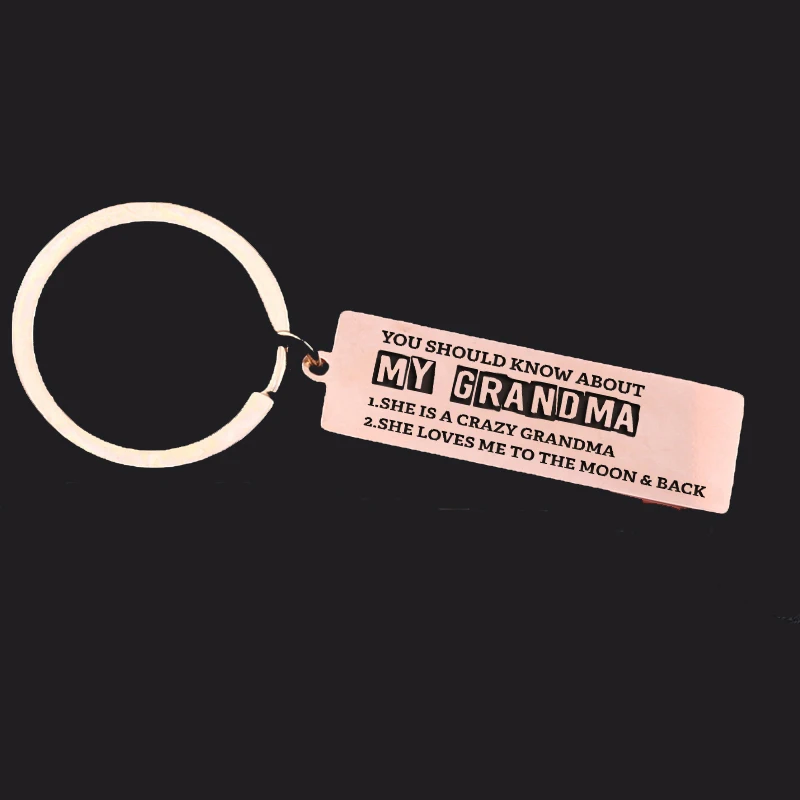 Mother's Day Gift Fashion Charm Keychain YOU SHOULD KNOW ABOUT MY GRANDMA SHE IS A CRAZY And LOVES ME TO THE MOON &amp BACK |