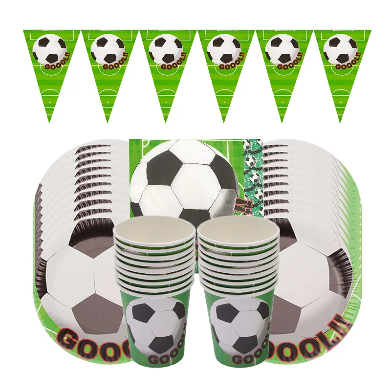 

10/20 People Football Theme Birthday Party Tableware Set Napkin Cups Tablecloth Flag Balloon Kids Favor Boys Party Decoration