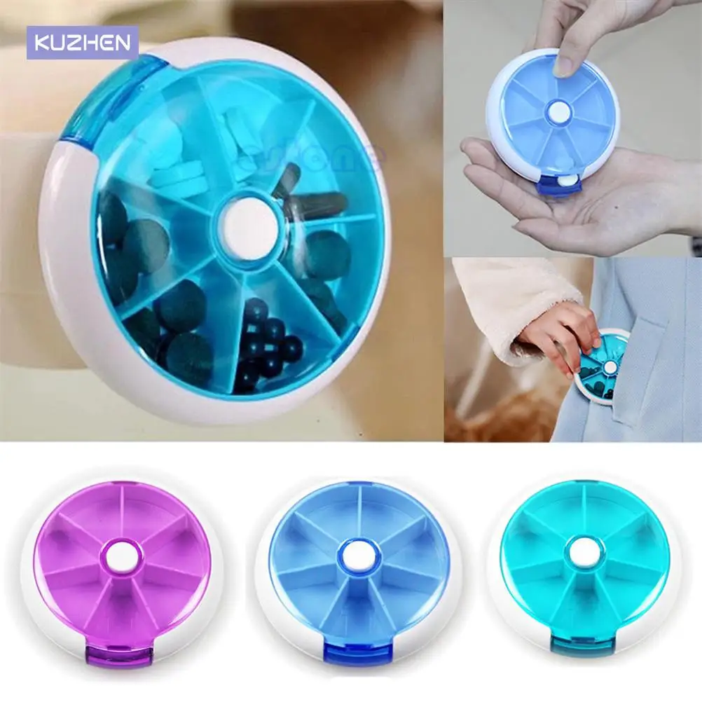 

Дорожный контейнер для таблеток на неделю, вращающийся органайзер для таблеток, 7 дней, для путешествий