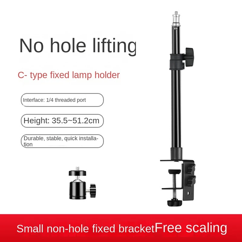 

C Tripod Clamp Desk Mount Light Stand Black Aluminum Alloy Adjustable Camera Tabletop Bracket Stand