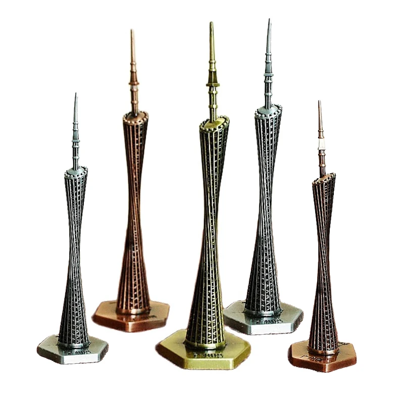 

Креативная модель кантонской башни, миниатюрная модель из кованого железа для украшения дома, аксессуары, Античная бронзовая башня с орнам...