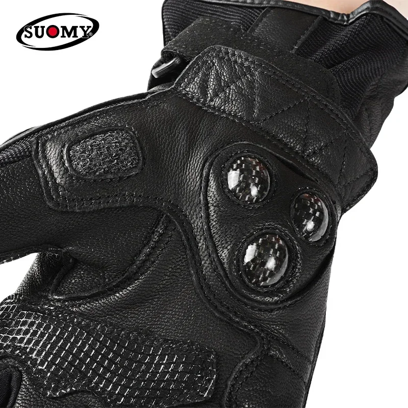 Женские Длинные мотоциклетные перчатки из натуральной козьей кожи красные