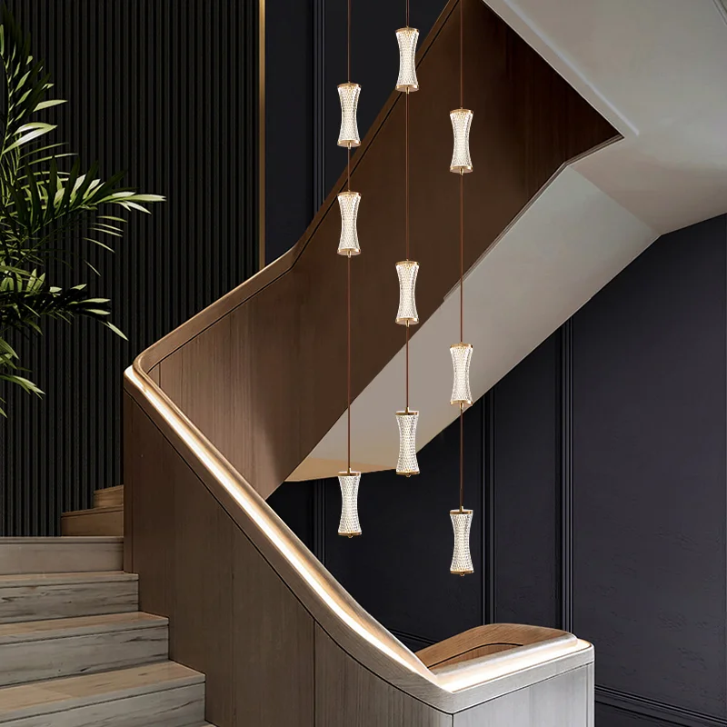 

Длинная Люстра для лестницы в скандинавском стиле, современное высококлассное атмосферное украшение для вестибюля отеля, лофт, дуплексное ...