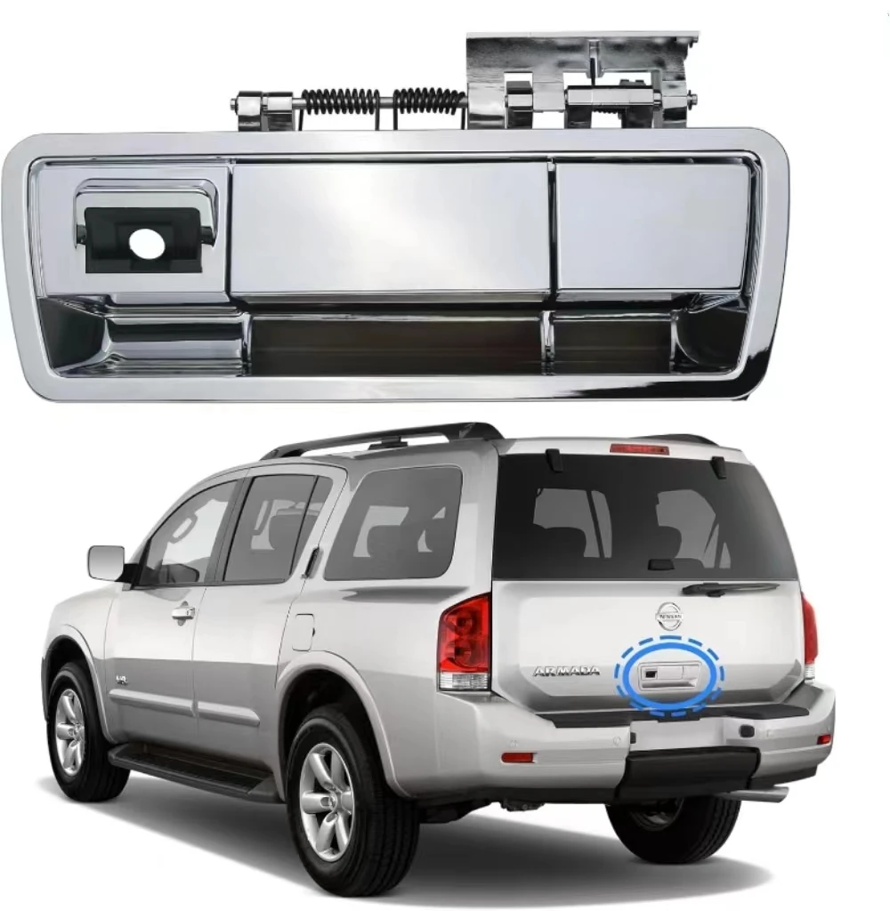 

Ручка открывания задней двери, черная 90606-ZZ90E для Nissan Armada 2004-2013, подъемная ручка задней двери в сборе с отверстием для камеры, хром