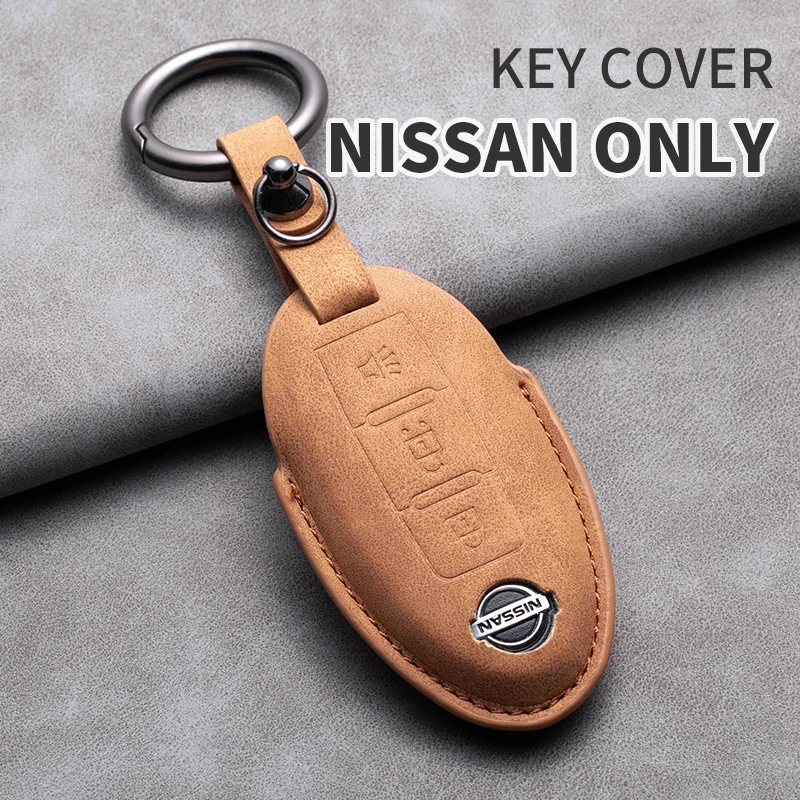 

Leather Car Key Case Cover Shell For Nissan Cube Juke Versa Note X-Trail Qashaqai Sunny Juke Altima TIIDA Murano Maxima Keychain