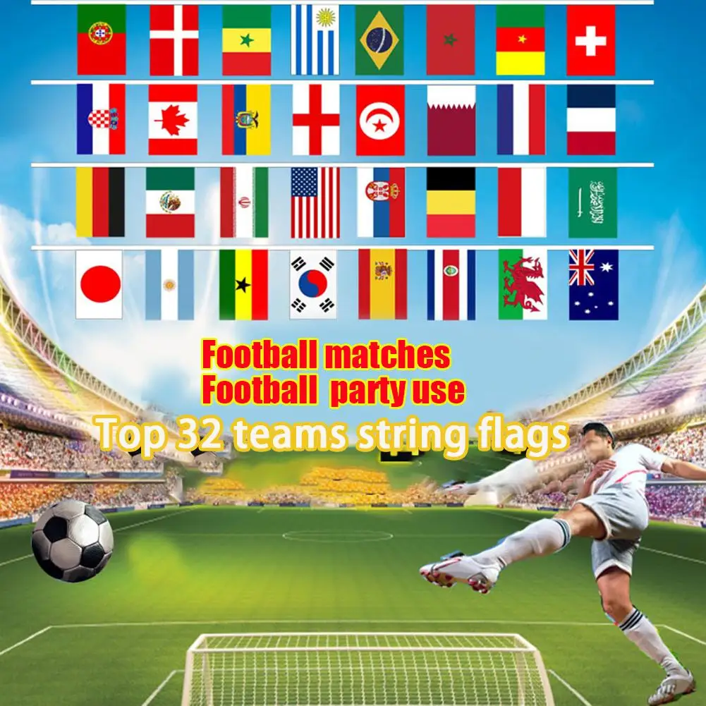 

String Flag Bunting Football Soccer Competition 32 Countries Hanging Flags For Garden Football Party Restaurant Decoration