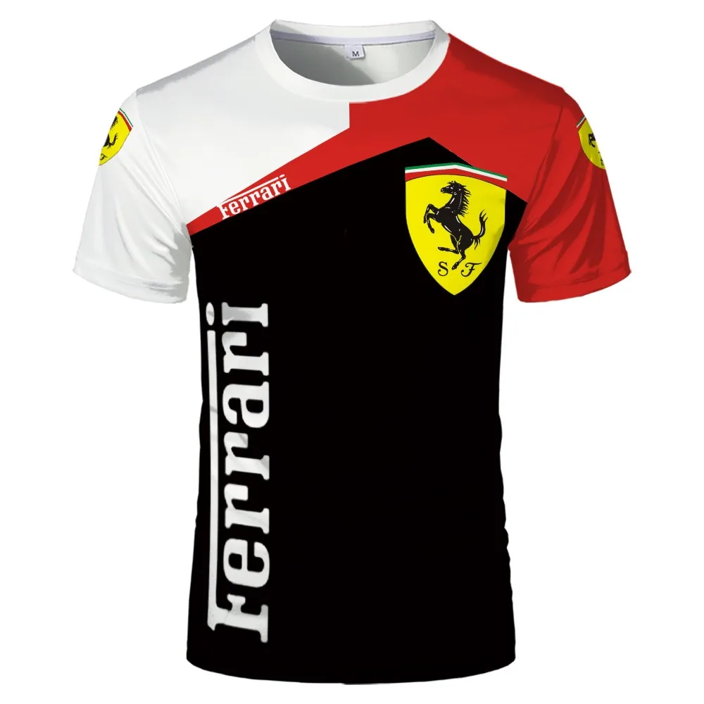 

Summer Ferrari-S Print T-shirt Men's Street Racing Sports Hip-hop Plus Size Top Fashion LOGO Comfortable Trend Short Sleeves