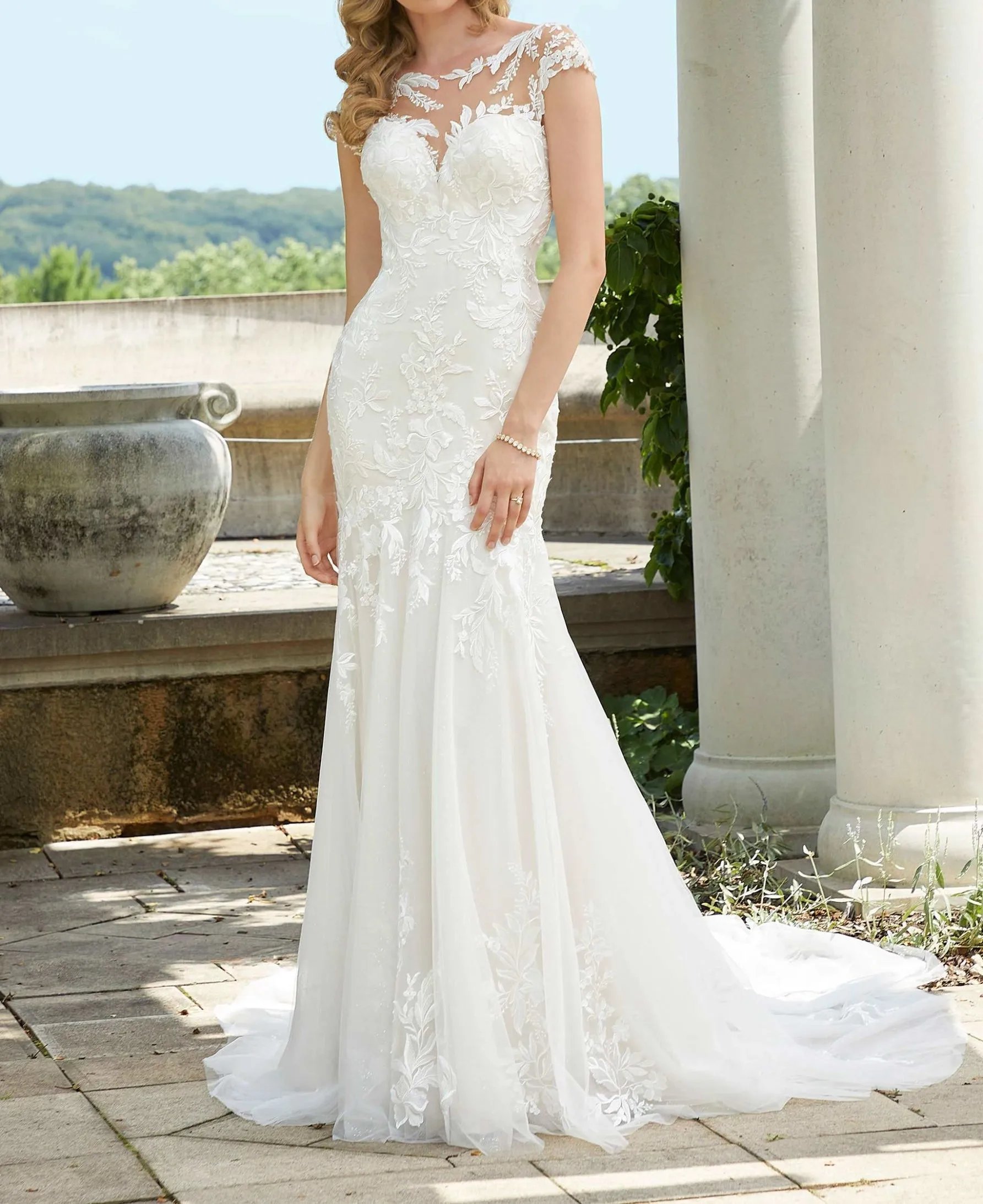 

Summer Long Illusions Women Bride Mermaid Tulle Wedding Dress WHW-614