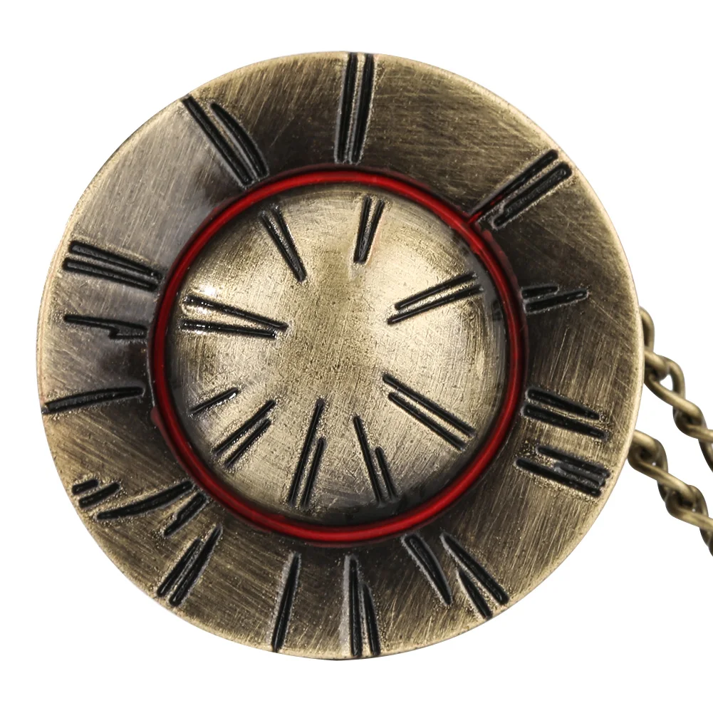 

Круглые дизайнерские кварцевые карманные часы в стиле ретро с капюшоном, подвеска унисекс, ожерелье, часы с круглым циферблатом, бронзовые ...
