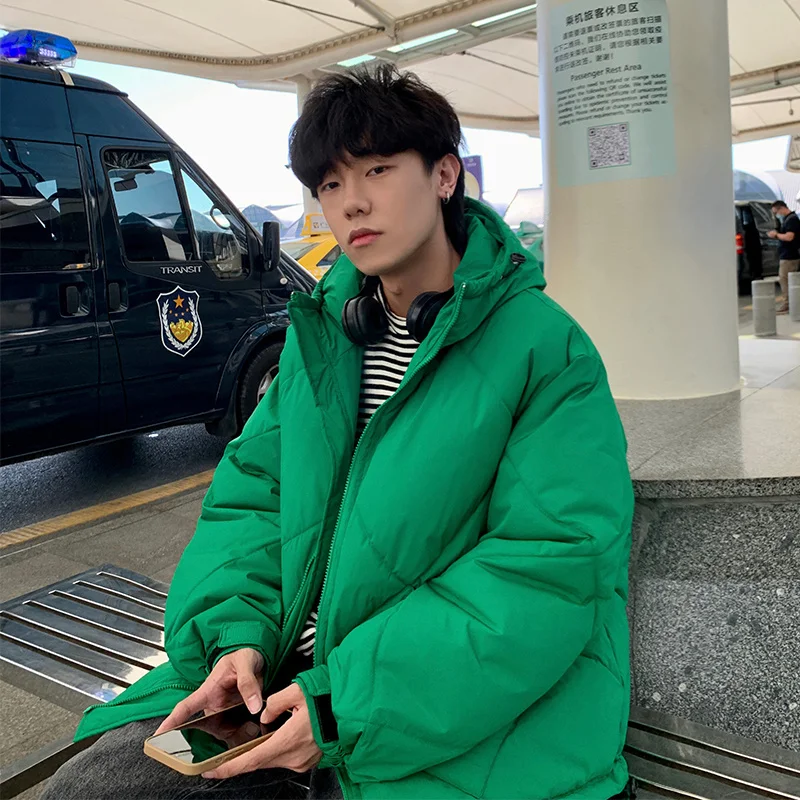 Winter Jacket Men Warm Fashion 3-color Thickened Hooded Jacket Men Streetwear Korean Loose Thick Short Coat Mens Parker Clothes