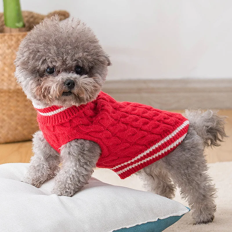 

Pet Concise Solid Colour Sweaters Kitten Puppy Clothes Dog Sweaters for Small Dog Autumn Winter