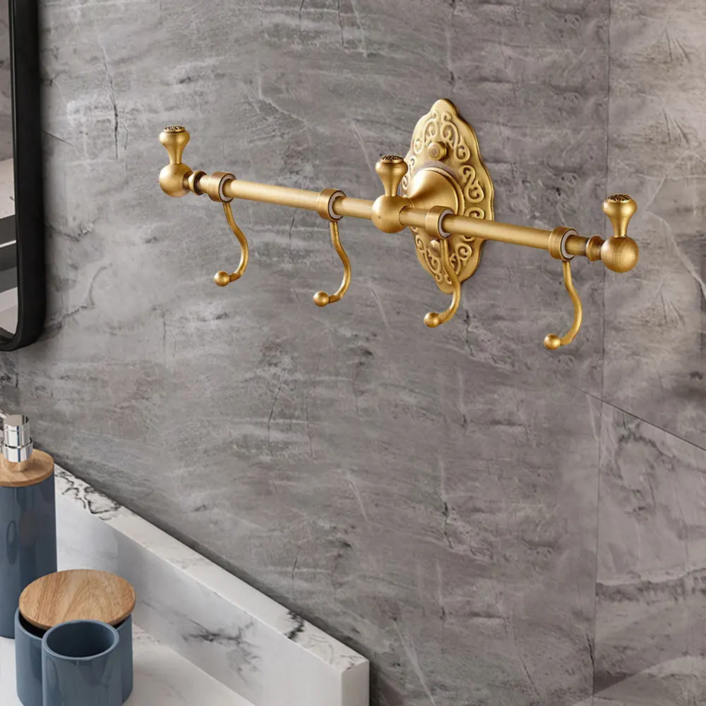 Storage Shelf Brass Towel Rack Vintage Wall-mounted Shelf Ba