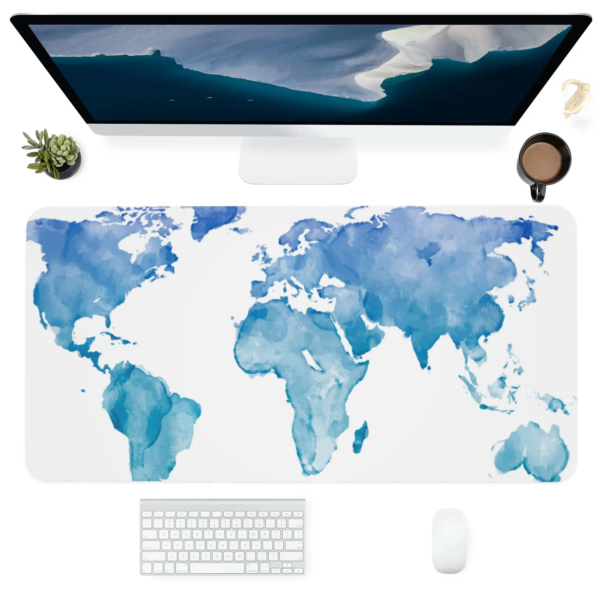 

Computer Office Supplies Keyboards Accessories Mouse Pad Large Square Anti-Slip Customized Desk Pads Mats White World Map Gifts