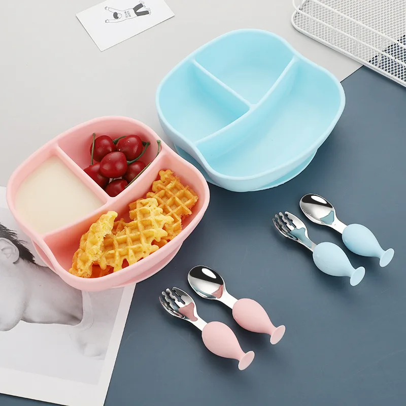 

BPA Free Kids Feeding Bowls Toddle Training Tableware Baby Bowls Plates Spoons Children Dishes Suction Suction Anti-hot Dishes