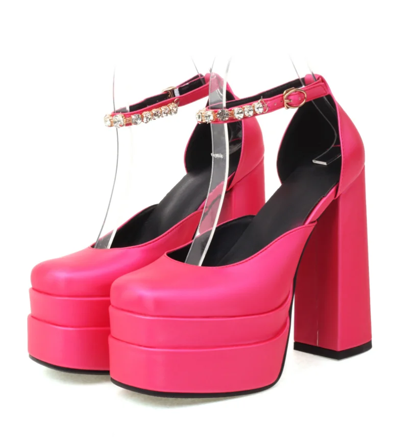 

Женские босоножки на платформе, черные, красные или желтые вечерние босоножки на толстом высоком каблуке, туфли-лодочки, лето 2022