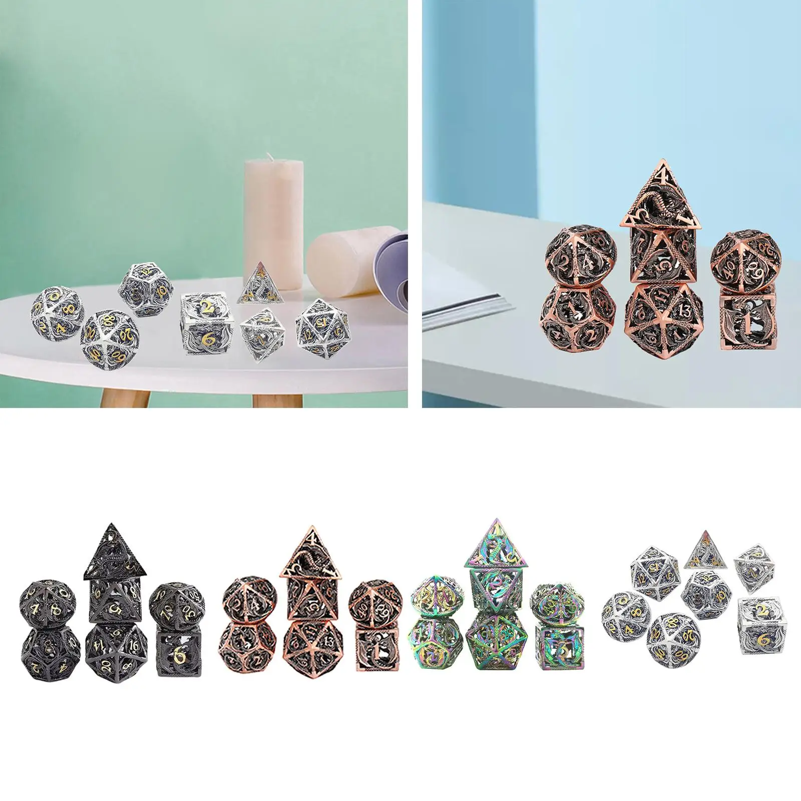 

7 шт., металлические кости для игры в ролевые игры