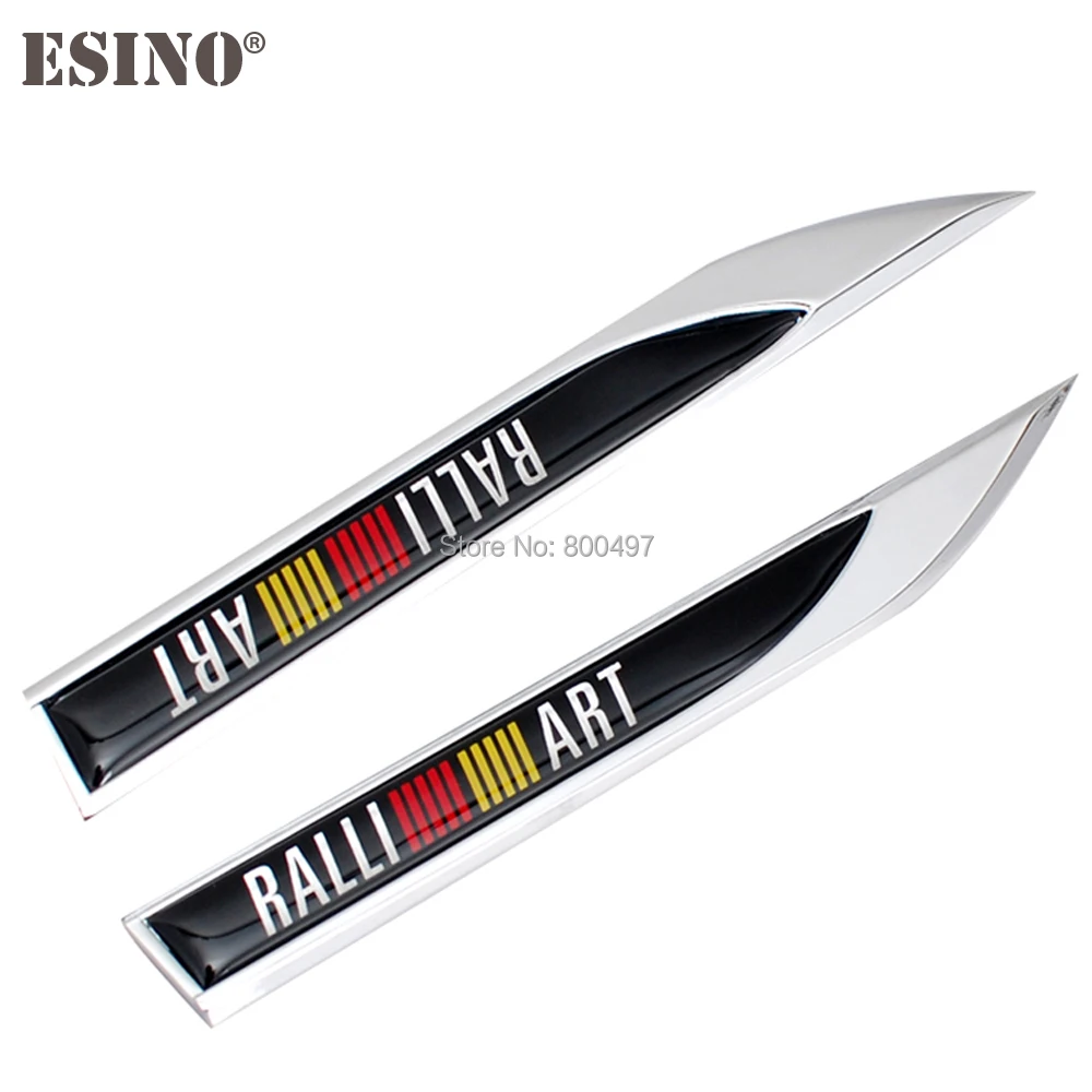 

2 x Car Body Fender Side Metal Chrome Zinc Alloy Knife Side 3D Emblems Badges Decals For Ralliart Outlander Eclipse Lancer