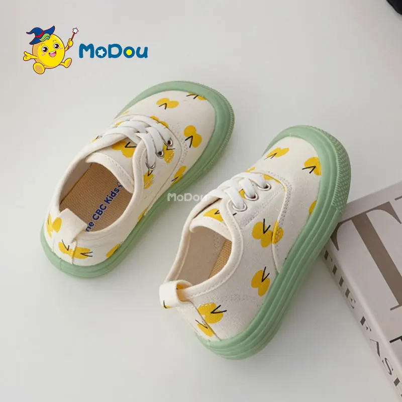 

Mo Dou 2022 Autumn New Style Leather Shoes Soft Rubber Sole Canvas Korean Version Breathable Lining Scrawl Skateboard Shoes