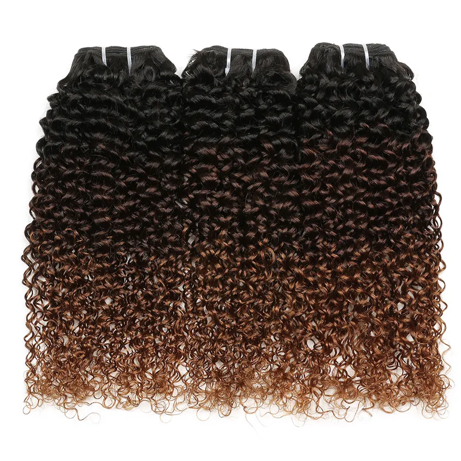 Brazilian Afro Curly Human Hair Bundles Ombre Weaving Colored Remy Human Hair Extensions 1/3/4 Bundles Kinky Curly Hair Bundles