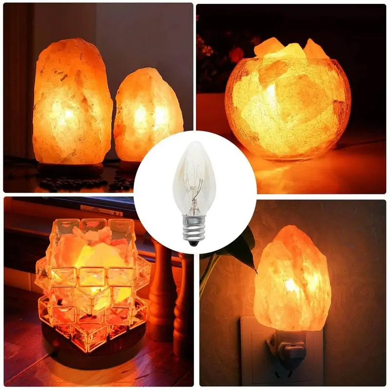 

E12 Light Bulb 220V 700K Transparent Warm Color C7 Salt Lamp Aroma Lamp Incandescent Tungsten Night Bulb Lightning Accessories