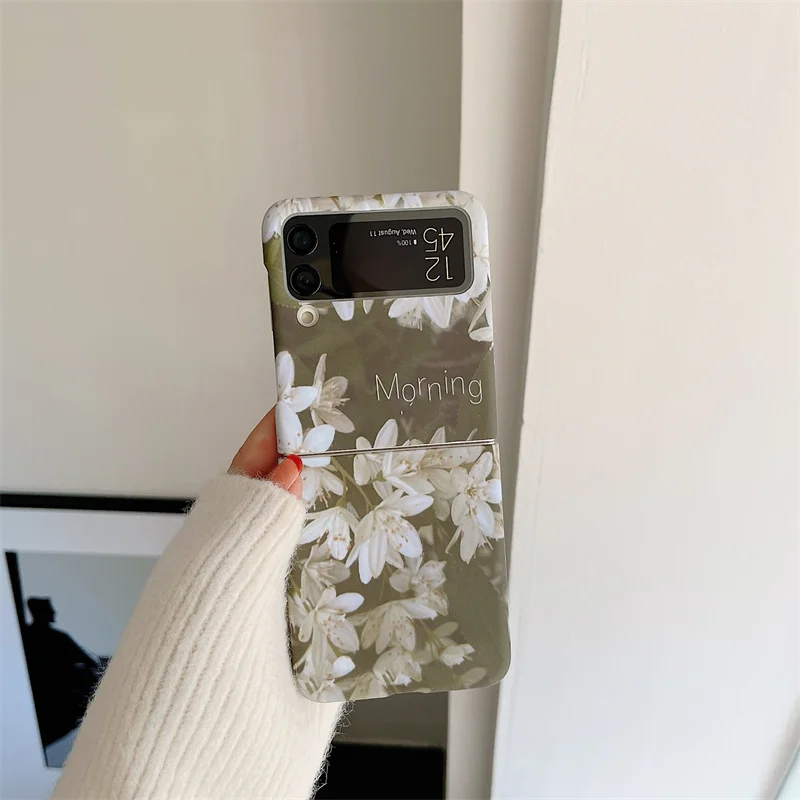

Чехол для телефона в стиле ретро с цветочным рисунком для Samsung Galaxy Z Flip 3, Жесткий Чехол, Модные Милые Складные Защитные чехлы для Z Flip3 5G