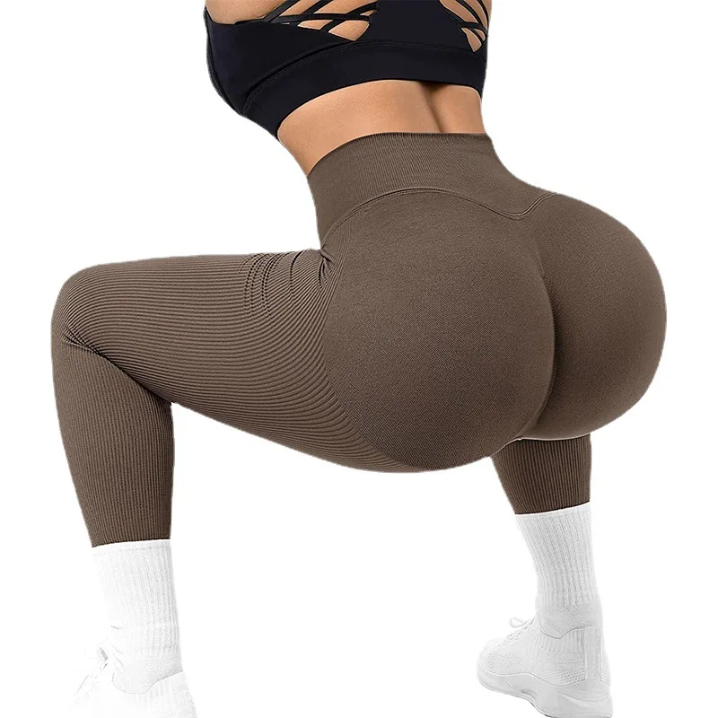 Women Fitness Yoga Pants Solid Color Seamless Leggings High Waist Push Up Legging Stretch Pants Gym Workout Female Clothing