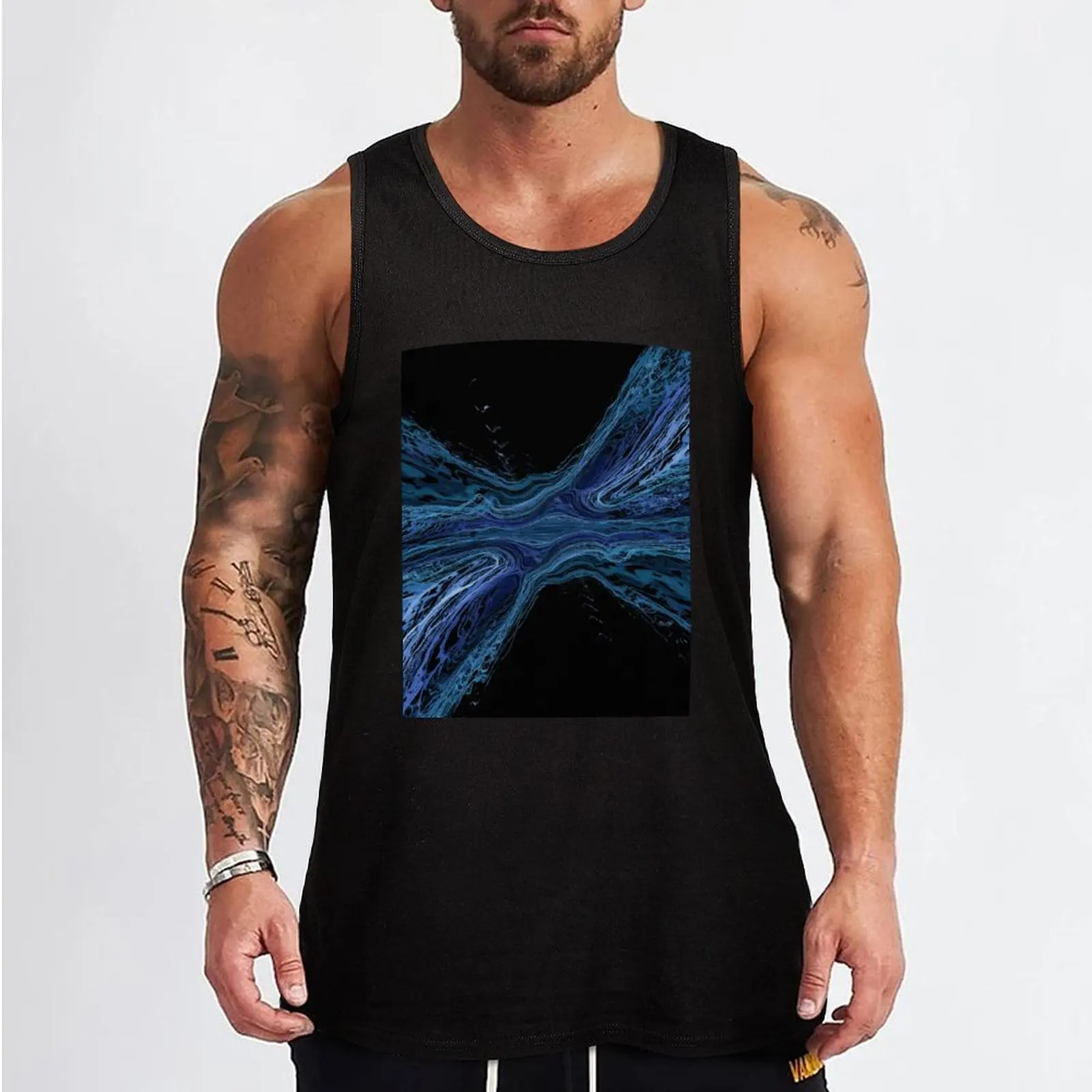Blue Geode Abstract Lapis Tank Top Мужская летняя футболка Рубашка для бодибилдинга
