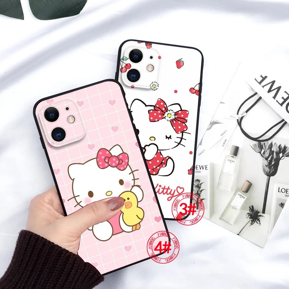 G35 Holle Kitty cute Soft Silicone Case for iPhone 15 14 Plus 13 12 11 X XS XR Pro Max Mini 8 7