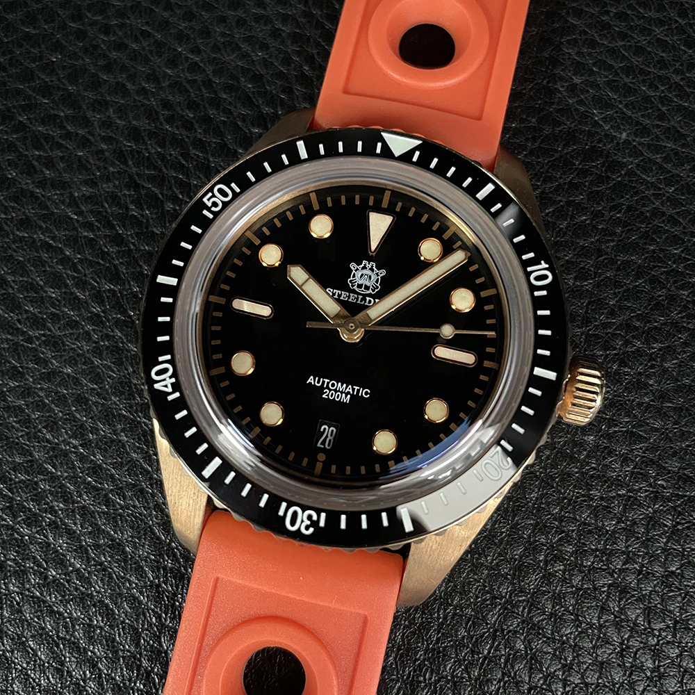 

STEELDIVE SD1965S 42mm Men Diver Watch Vintage Bronze Sapphire Bubble Mirror 20Bar Waterproof Wristwatch NH35 Movement Watches