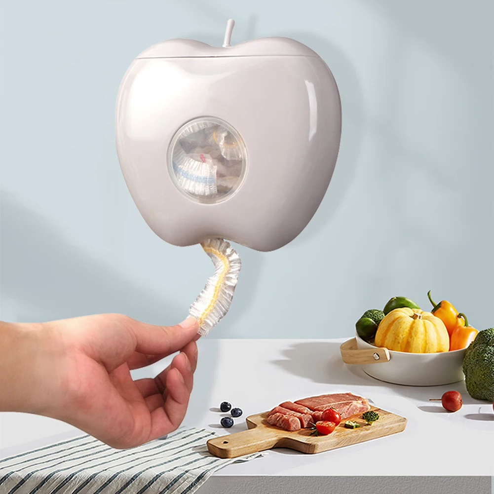 

Wall Mounted Disposable Food Cover Storage Box Kitchen Organizers For Plastic Wrap Elastic Fresh Keeping Bag Storage Container
