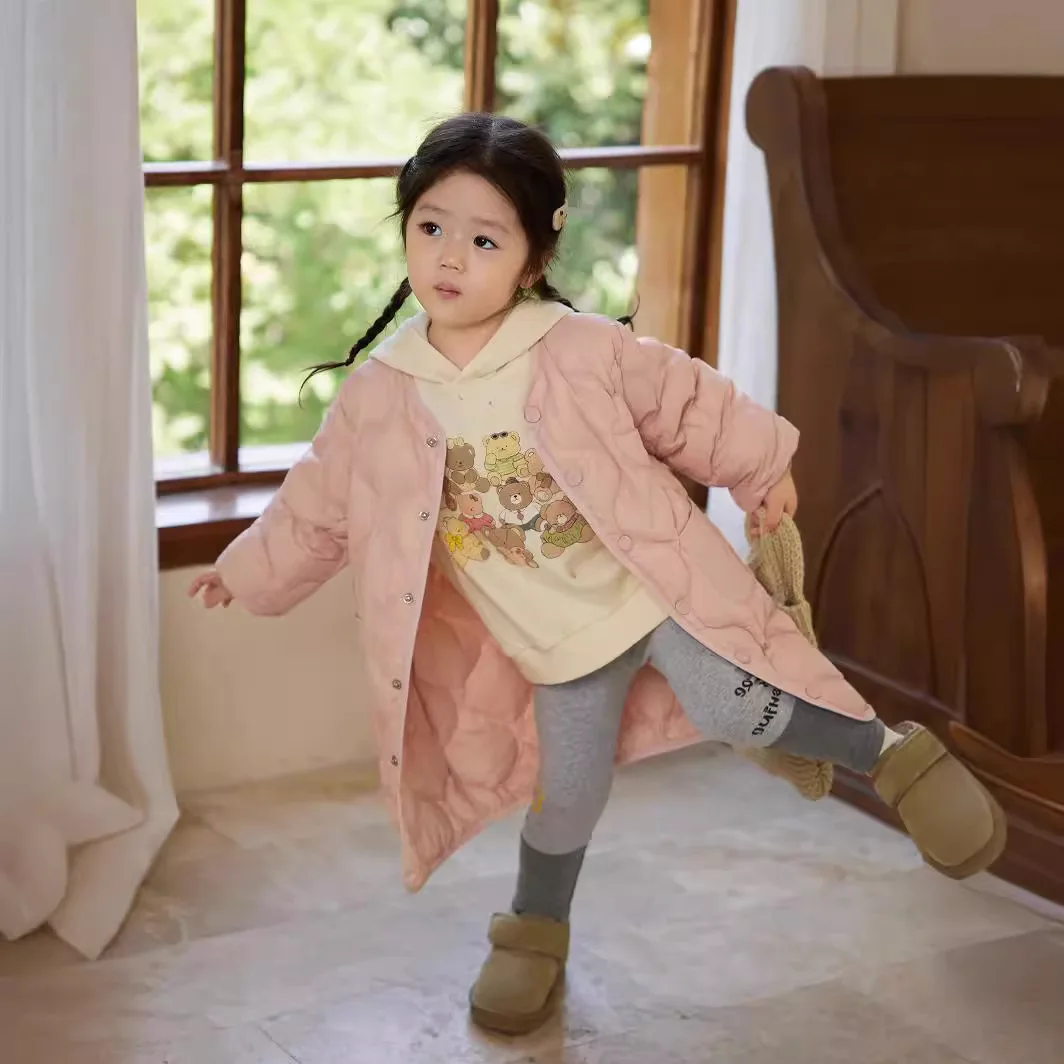 Длинная и короткая пуховая куртка для маленьких девочек модель 2024 года детское