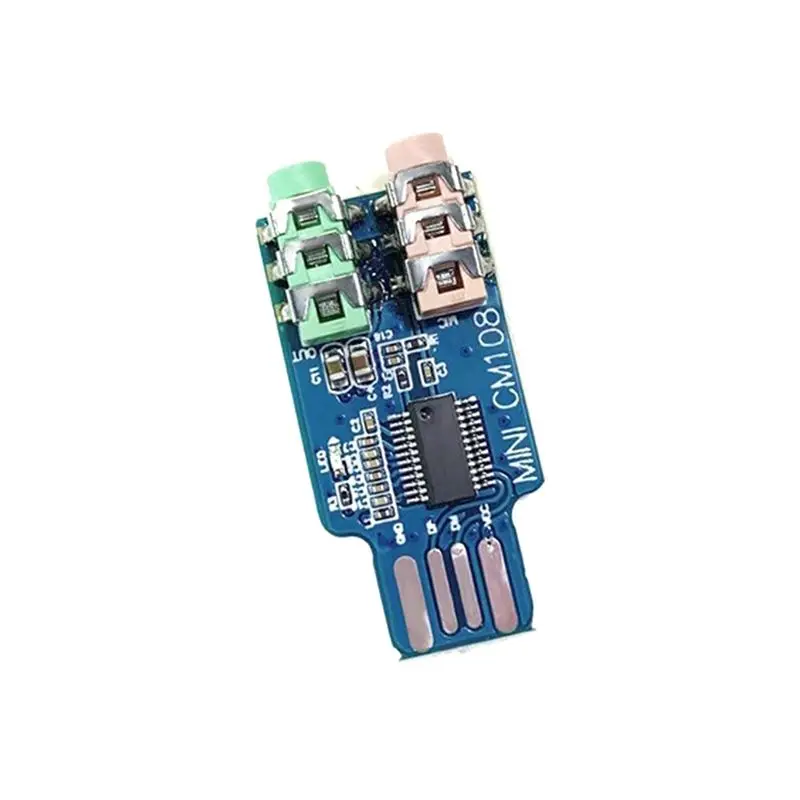 Модуль аудиоинтерфейса USB CM108, 2 шт., внешняя звуковая карта без драйверов, 24-битный ADCDAC, 3,5-мм стереоразъем I2S (art.: 3920dbbb1bbc6) - 3920dbbb1bbc6