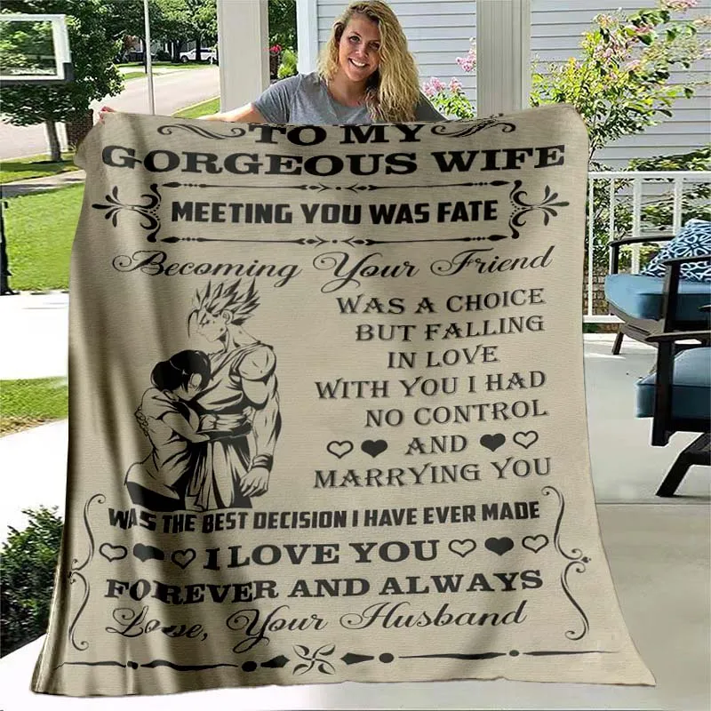 

To My Wife Letter Gift Flannel Blanket To My Husband Sofa Couch Bedspread Christmas Fleece Comfort Cover Valentine's Day