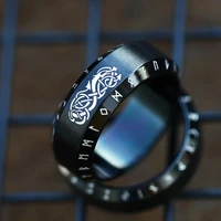 vintage odin viking rune ring for men women simple stainless steel nordic odin giant wolf totem celtics knot ring jewelry gift