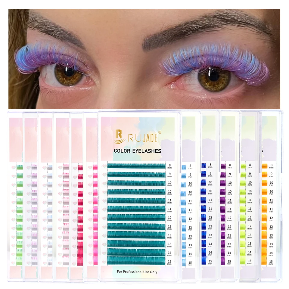 

Ombre Colorful Lashes Classic Red Green Brown Blue Purple Lash Individual Colored Eyelash Extensions UV Neon Rainbow Lash Cilios