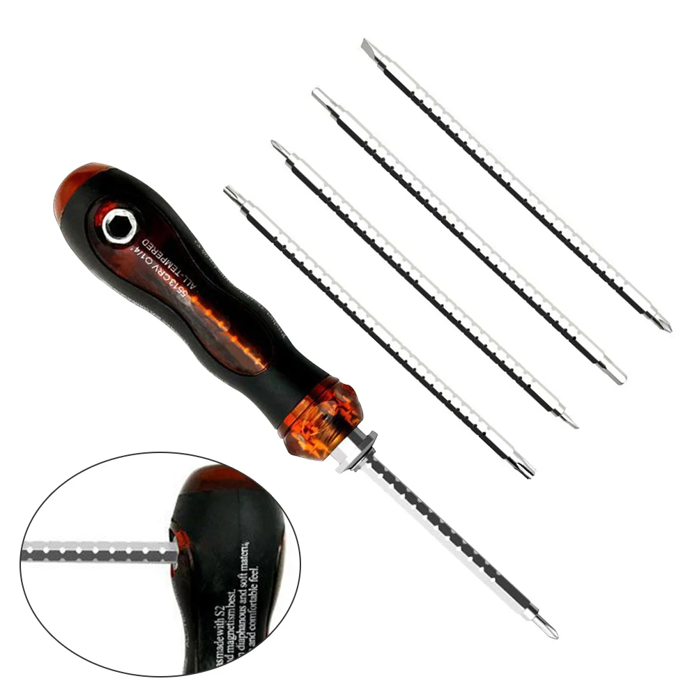 

6 In 1 Replaceable Telescopic Screwdriver Set Tool 6mm Steel Screwdriver Set Household Hardware Tools Lever Screwdriver